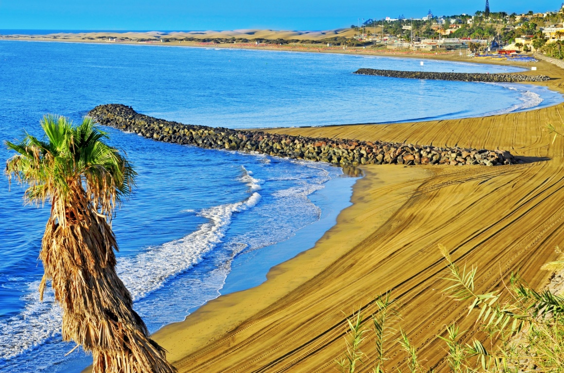 'a view of Playa del Ingles beach in Maspalomas, Gran Canaria, Canary Islands, Spain' - Gran Canaria Island
