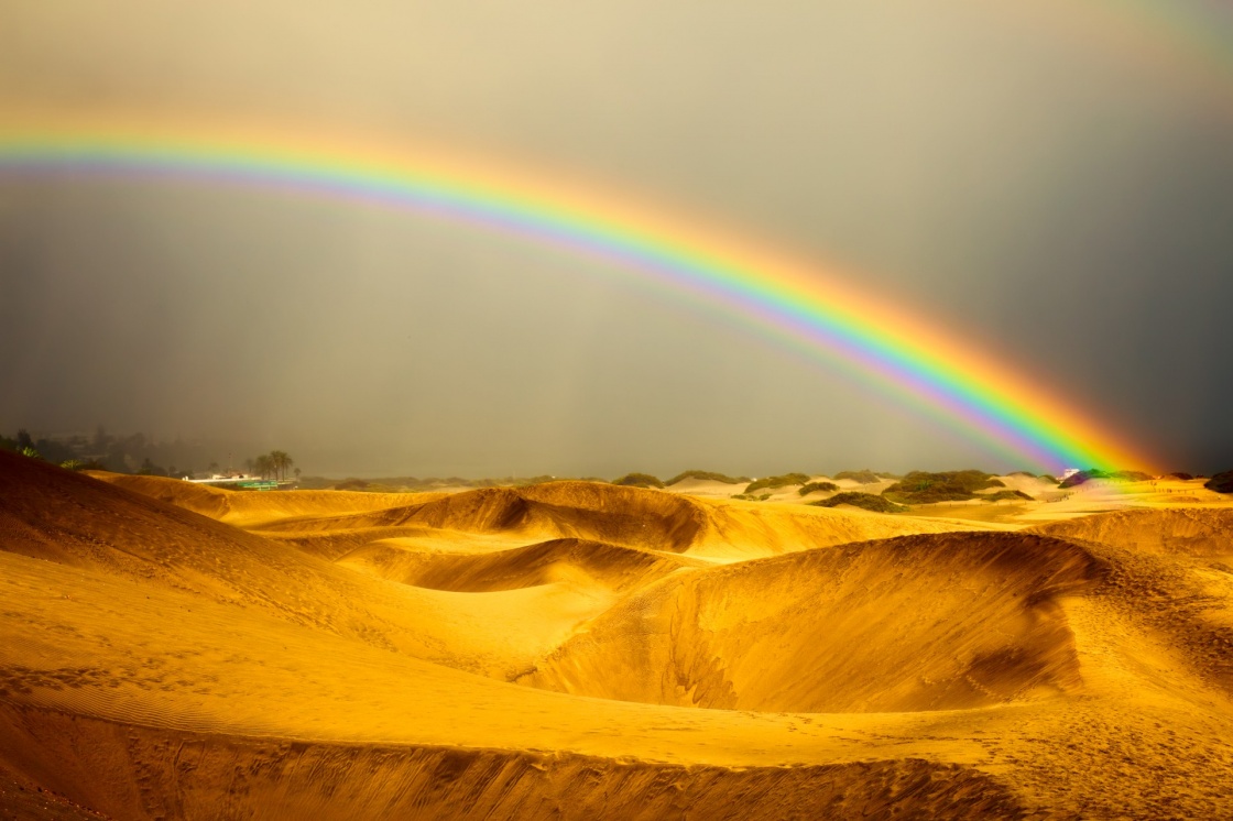 'landscape, rainbow and dunes on Gran Canaries desert' - Gran Canaria Island